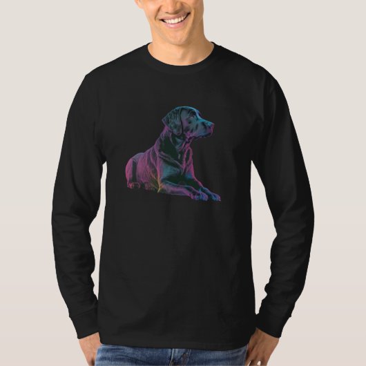 80s Synthwave Black Labrador with a Retro Aestheti Tシャツ (正面)