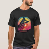 80s Synthwave German Shepherd with a Retro Aesthet Tシャツ (正面)