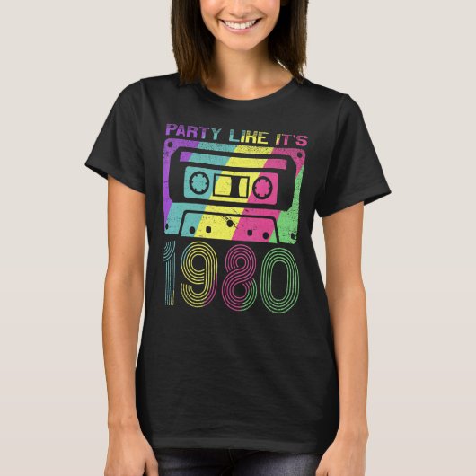 80s Vibeヴィンテージ80パーティー1980レトロ Tシャツ (正面)