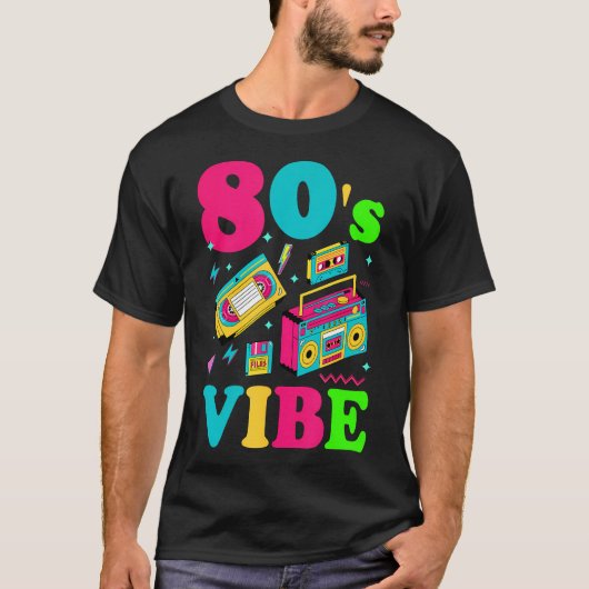 80S Vibesファッション80テーマパーティー衣装80年代 Tシャツ (正面)