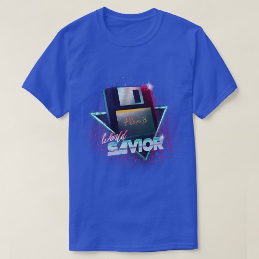 80s World Savior -レトロ波フロッピーディスク – Computt Tシャツ (デザイン正面)