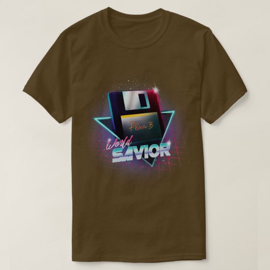 80s World SavorレトロWaveフロッピーディスクコンピュータG Tシャツ (デザイン正面)
