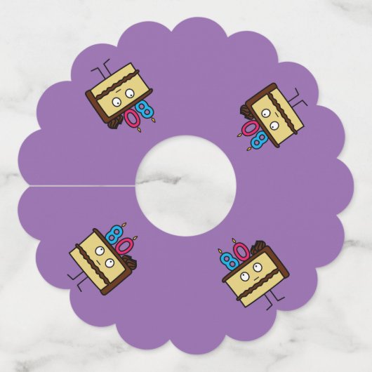 80thお誕生日ケーキとキャンドルチョコレートアイシング ワイングラスタグ (裏面)