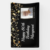 80thまたは任意の誕生日フォト金ゴールドあなたの色を星 横断幕 (縦)