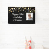 80thまたは任意の誕生日フォト金ゴールドあなたの色を星 横断幕 (インサイチュ)