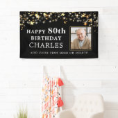 80thまたは任意の誕生日フォト金ゴールドあなたの色を星 横断幕 (インサイチュ)