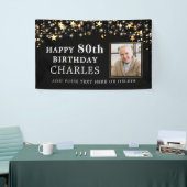 80thまたは任意の誕生日フォト金ゴールドあなたの色を星 横断幕 (トレードショー)