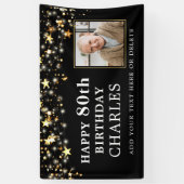 80thまたは任意の誕生日フォト金ゴールドあなたの色を星 横断幕 (縦)