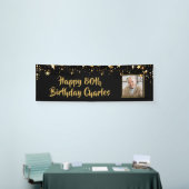 80thまたは任意の誕生日フォト金ゴールド星カスタム色 横断幕 (トレードショー)