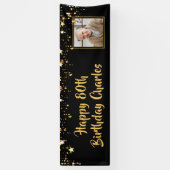 80thまたは任意の誕生日フォト金ゴールド星カスタム色 横断幕 (縦)