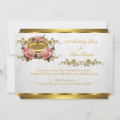 80thエレガントバースデーパーティーピンク金ゴールドバラホワイト 招待状 (裏面)