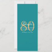 80thエレガント誕生日パーティメニュー金ゴールドターコイズ 招待状 (正面)