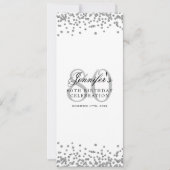 80thエレガント誕生日パーティーメニューシルバー紙吹雪 招待状 (正面)