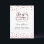 80thエレガント Birthday Partyプログラムメニューバラ金ゴールド 招待状<br><div class="desc">エレガント「誕生日会プログラム」デザインとフェイクグリッター紙吹雪カスタム文字。</div>