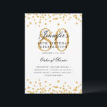 80thエレガント Birthday Partyプログラムメニュー金ゴールド 招待状<br><div class="desc">エレガント「誕生日会プログラム」デザインとフェイクグリッター紙吹雪カスタム文字。</div>