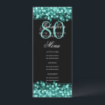 80thエレガント Birthday Partyメニューターコイズライト 招待状<br><div class="desc">「エレガントBirthday Party Menu」デザインとキラキラとストリングライト付きターコイズ文字付きカスタム。</div>