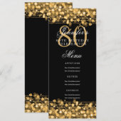 80thエレガント Birthday Partyメニュー金ゴールドライト 招待状 (正面/裏面)