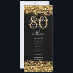 80thエレガント Birthday Partyメニュー金ゴールドライト 招待状<br><div class="desc">「エレガントバースデーパーティーメニュー」デザイン、金ゴールド文字付きスパークル&ストリングライト付きカスタム。</div>