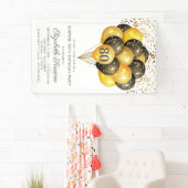 80thサプライズ誕生日ブラック金ゴールドグリッターバナー 横断幕 (インサイチュ)