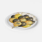 80thサプライズ誕生日ブラック金ゴールドグリッター紙Pl ペーパープレート (アングル)