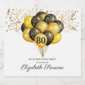 80thサプライズ誕生日ブラック金ゴールドグリッター スパークリングワインラベル (シングルラベル)