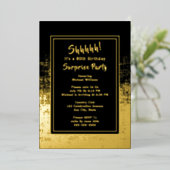 80thサプライズ誕生日写真オンバックブラック&金ゴールド 箔招待状 (立ち正面)