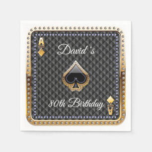 80thトランプのポーカーズカ遊ードカジノ誕生日ナプキンズ スタンダードカクテルナプキン