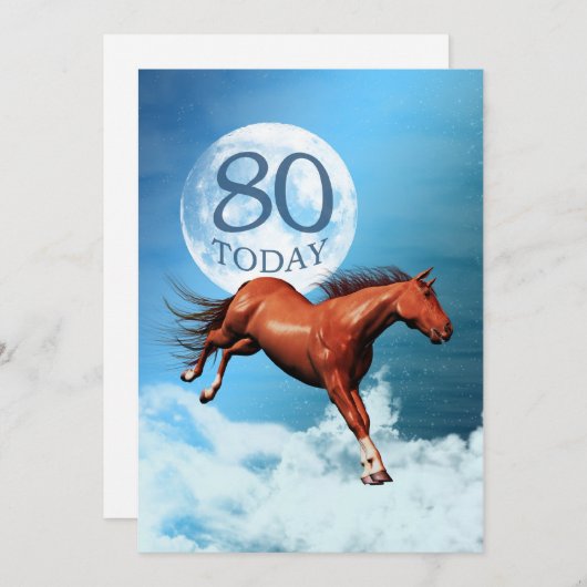 80thバースデースピリットホースパーティの招待状 招待状 (正面/裏面)