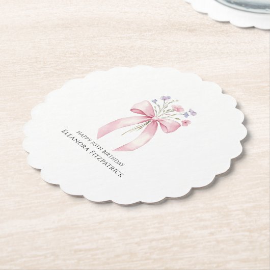 80thバースデーパーティーカスタムコースターボウワイルドフラワー ペーパーコースター (アングル)