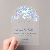 80thバースデーパーティーダスティーブルーバラフローラアーチ アクリル招待状 (インサイチュ (ポータブル))