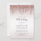 80thバースデーパーティーバラ金ゴールドグリッタードリップ 招待状 (正面)