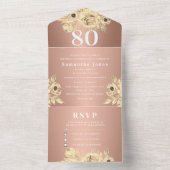 80thバースデーパーティーバラ金ゴールドシはっきりしたックモダン オールインワン招待状 (内側)