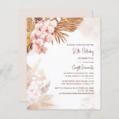 80thバースデーパーティーパンパスグラスフローラ招待状 (正面/裏面)