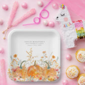 80thバースデーパーティーパンプキンワイルドフラワーカスタム ペーパープレート (パーティー)