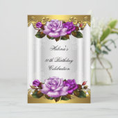 80thバースデーパーティーパープルエレガント金ゴールドバラレース 招待状 (スタンド正面)