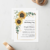 80thバースデーパーティーフローラ招待状 ノートカード (正面/裏面インサイチュ)