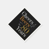 80thバースデーパーティー応援とビアーズブラック金ゴールド スタンダードカクテルナプキン (角)