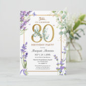80thバースデーパーティー水の色パープルラベンダー 招待状 (スタンド正面)