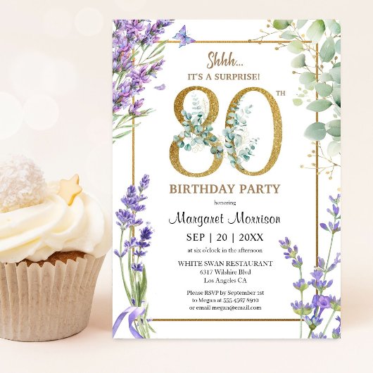 80thバースデーパーティー水の色パープルラベンダー 招待状