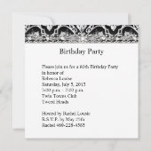 80thバースデーパーティー白黒ダマスクダイヤモンド 招待状 (裏面)