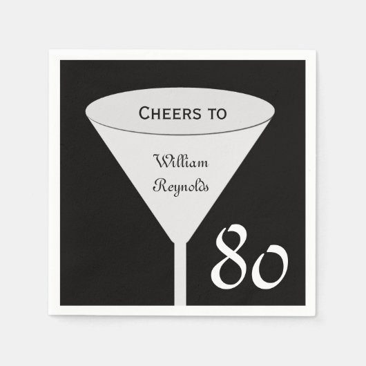 80thバースデーパーティー紙ナプキンス スタンダードカクテルナプキン (正面)