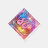 80thバースデーパーティー金ゴールドピンクグリッターディスコボール スタンダードカクテルナプキン (角)