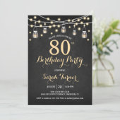 80thバースデーパーティー – カルボード金ゴールド 招待状 (スタンド正面)