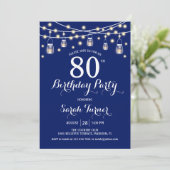 80thバースデーパーティー – ネイビーブルー 招待状 (スタンド正面)