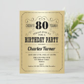 80thバースデーパーティー – 金ゴールドブラック 招待状 (スタンド正面)
