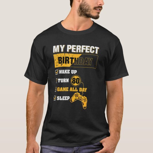 80thパーフェクト誕生日ゲーマー80歳ゲーム tシャツ (正面)
