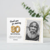 80thモダン大人誕生日写真 サンキューカード (スタンド正面)
