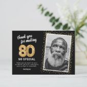 80thモダン大人誕生日写真 サンキューカード (スタンド正面)