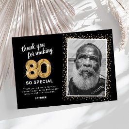 80thモダン大人誕生日写真 サンキューカード