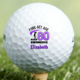 80thモダン birthday golf balls 80パープルイニシャル ゴルフボール